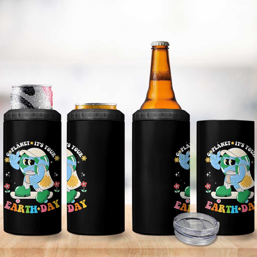 Earth Day 4 in 1 Can Cooler Tumbler Cute Go Planet Its Your Earthday Groovy