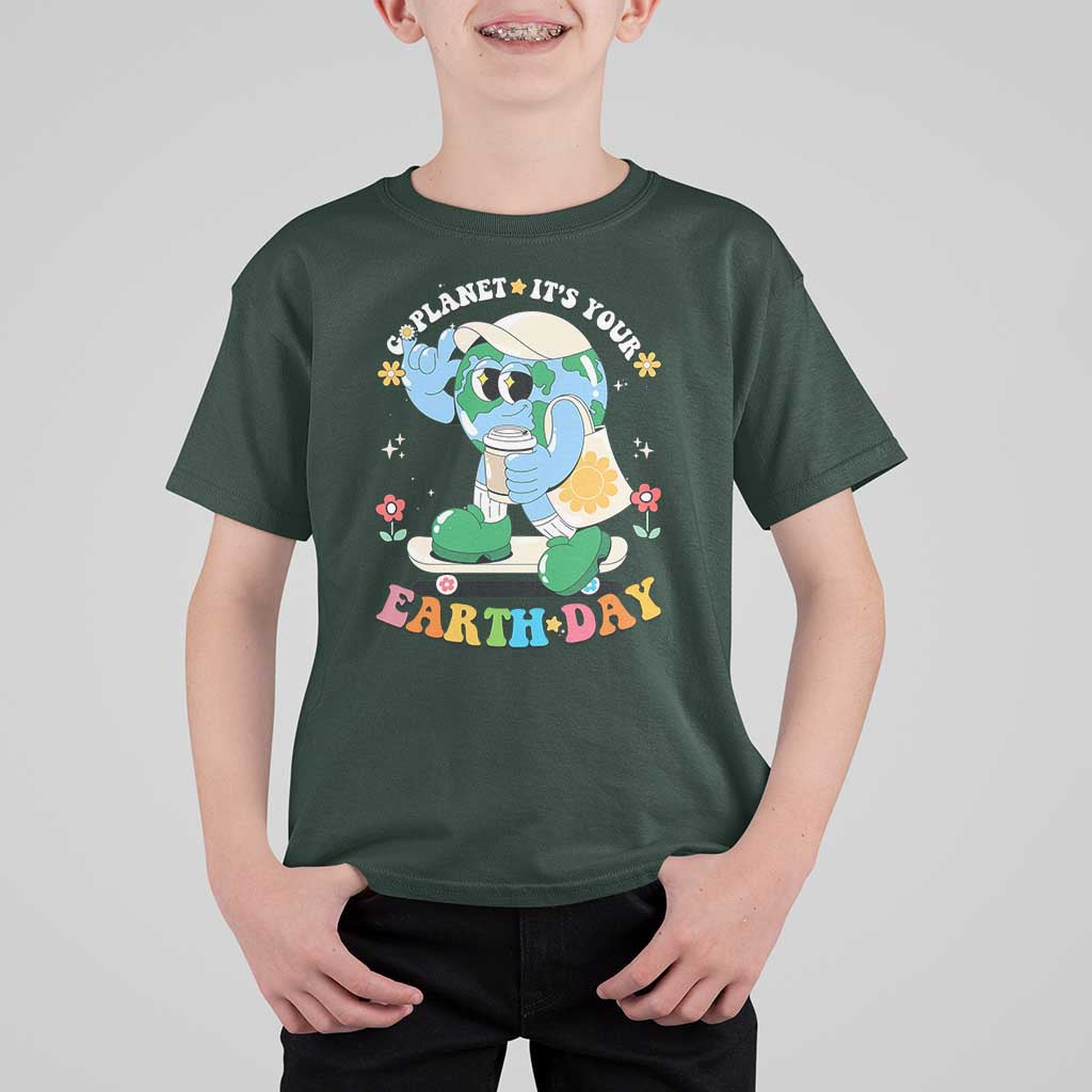 Earth Day T Shirt For Kid Cute Go Planet Its Your Earthday Groovy