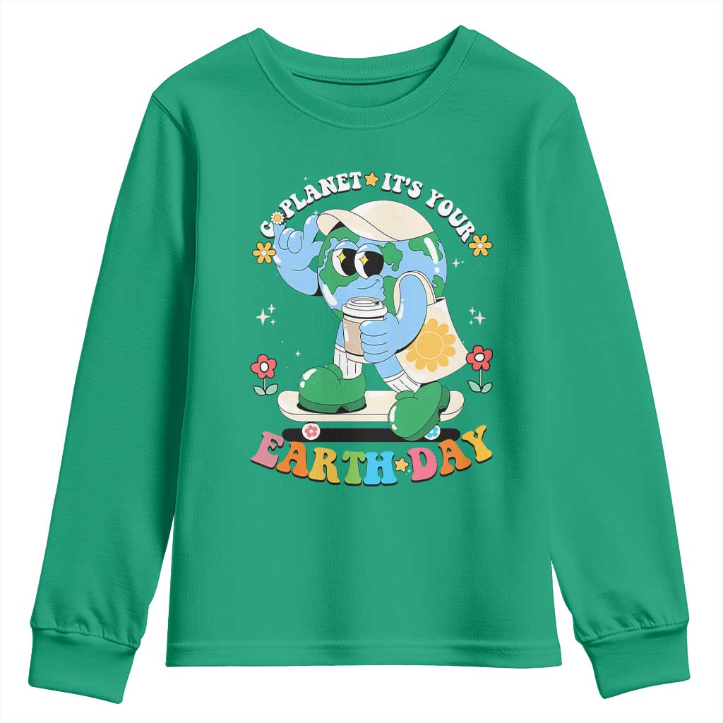 Earth Day Youth Sweatshirt Cute Go Planet Its Your Earthday Groovy