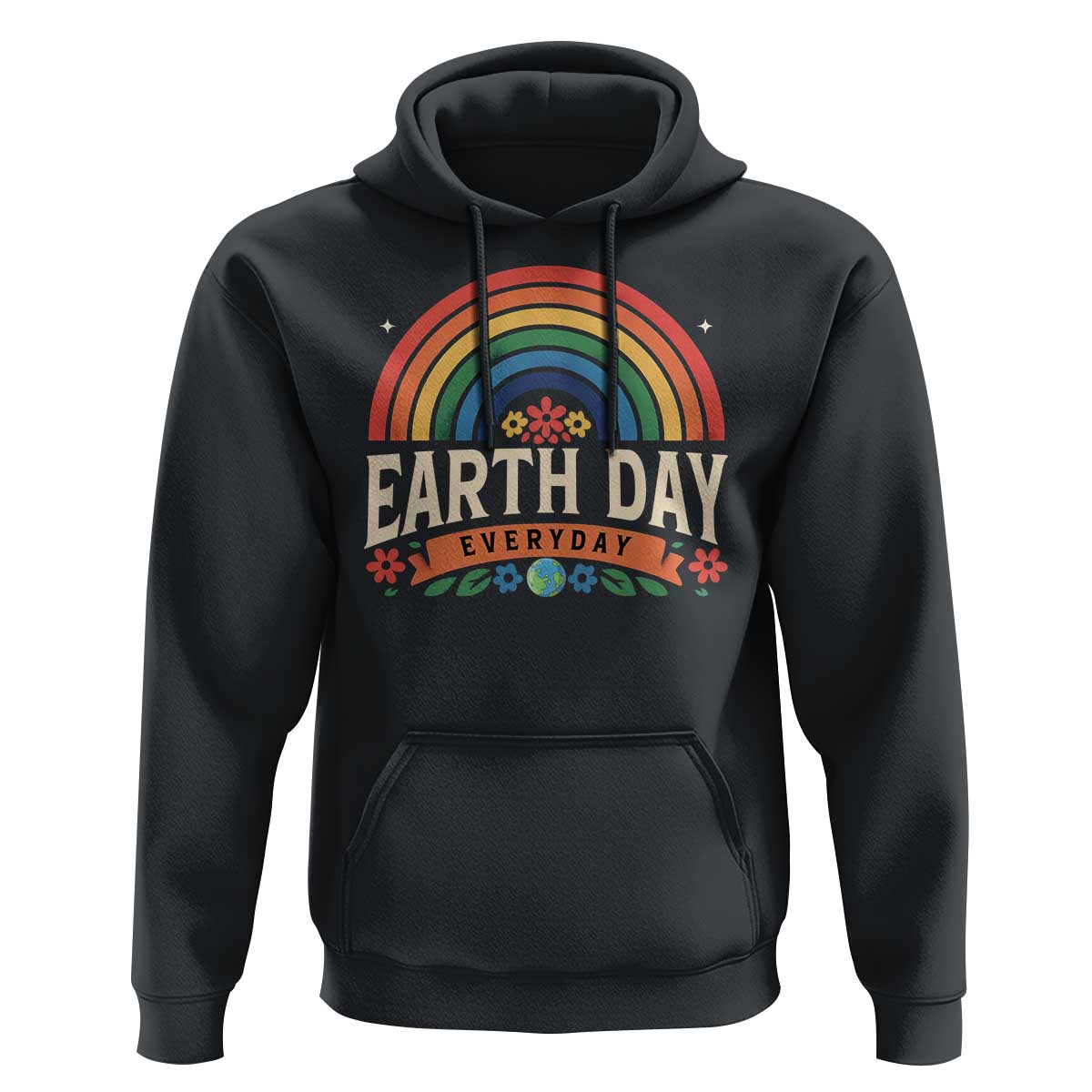 Earth Day Hoodie Everyday Retro Rainbow