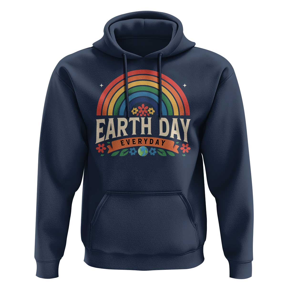 Earth Day Hoodie Everyday Retro Rainbow