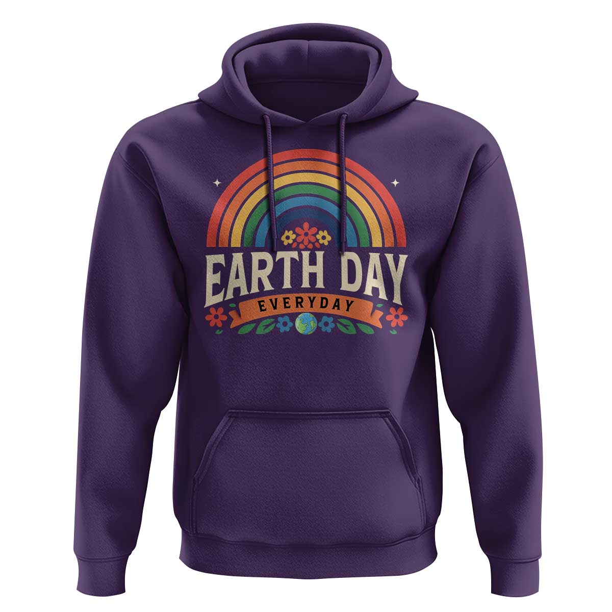 Earth Day Hoodie Everyday Retro Rainbow