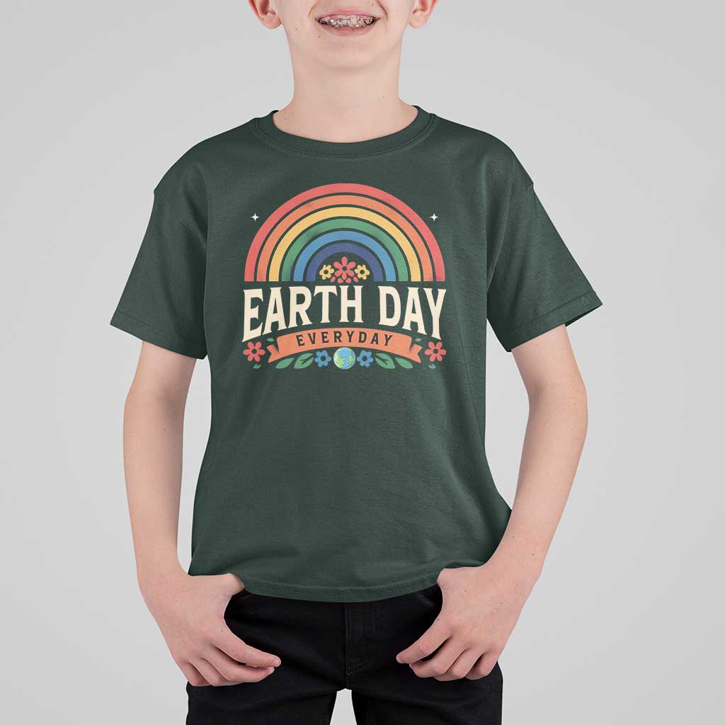 Earth Day T Shirt For Kid Everyday Retro Rainbow