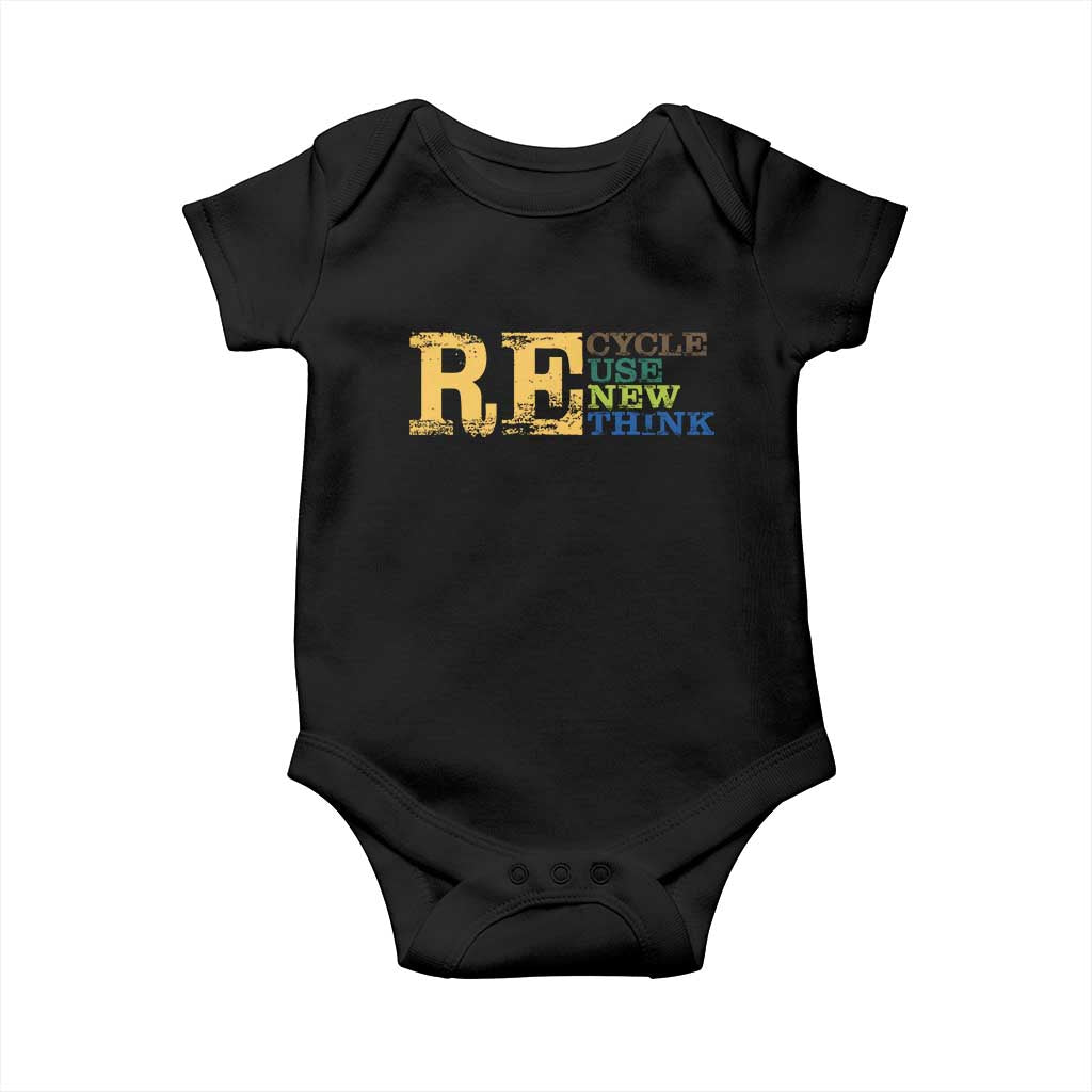 Retro Earth Day Baby Onesie Recycle Reuse Renew Rethink Protect Earth
