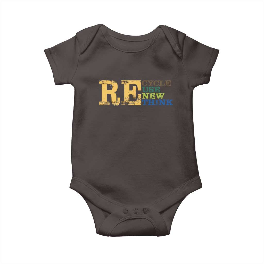 Retro Earth Day Baby Onesie Recycle Reuse Renew Rethink Protect Earth