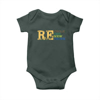 Retro Earth Day Baby Onesie Recycle Reuse Renew Rethink Protect Earth