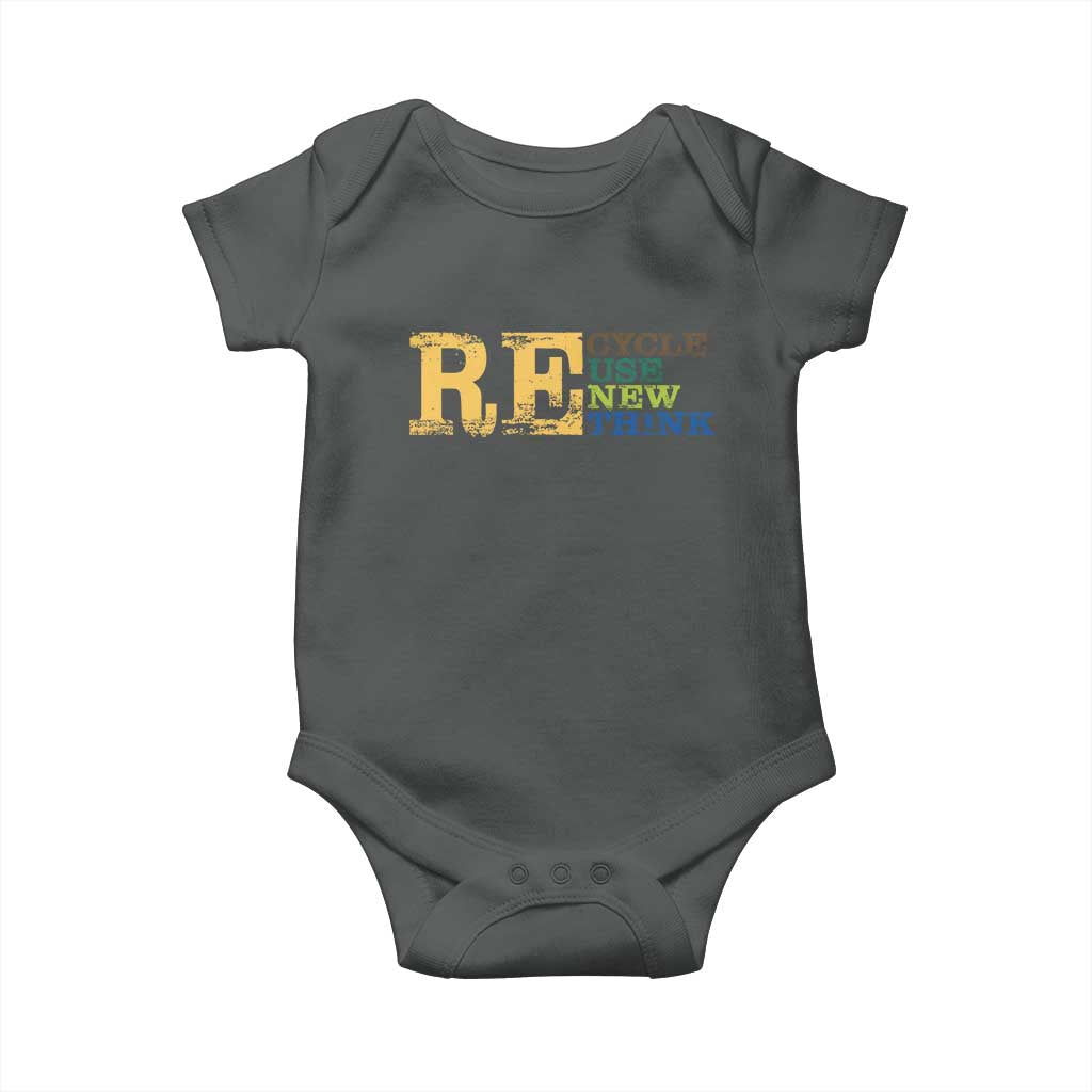 Retro Earth Day Baby Onesie Recycle Reuse Renew Rethink Protect Earth
