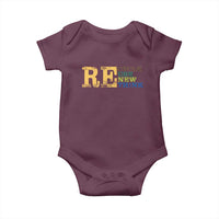 Retro Earth Day Baby Onesie Recycle Reuse Renew Rethink Protect Earth