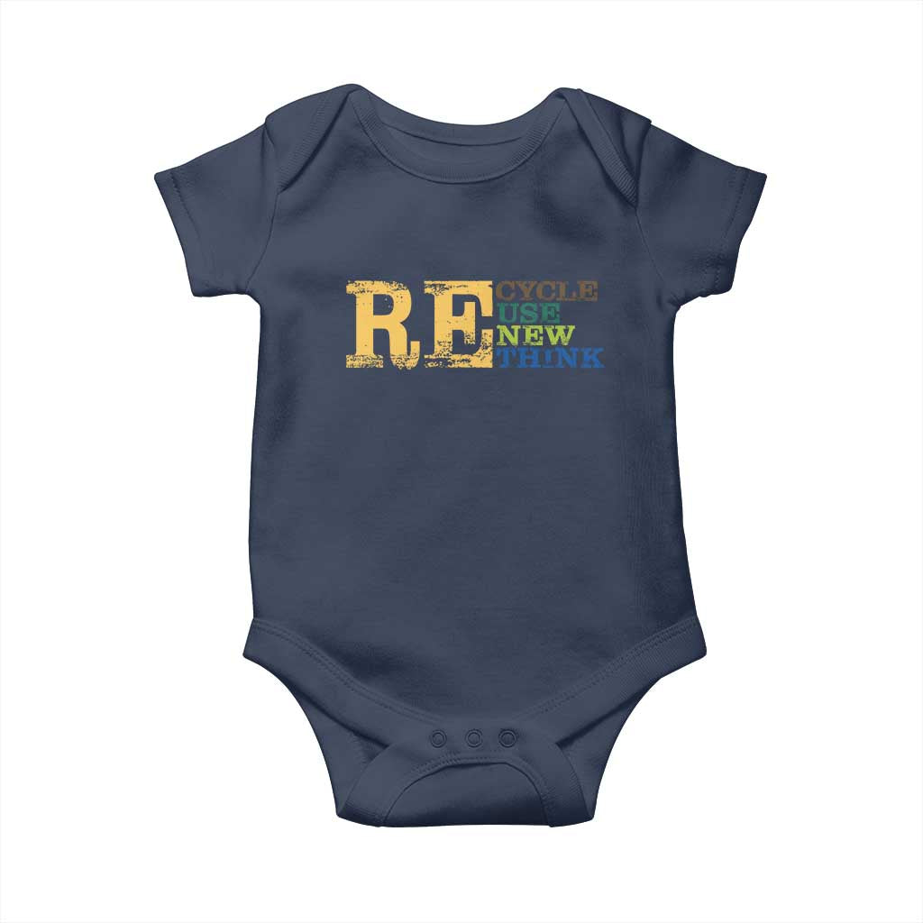 Retro Earth Day Baby Onesie Recycle Reuse Renew Rethink Protect Earth