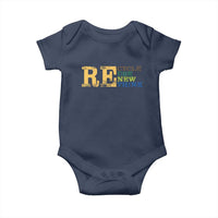 Retro Earth Day Baby Onesie Recycle Reuse Renew Rethink Protect Earth