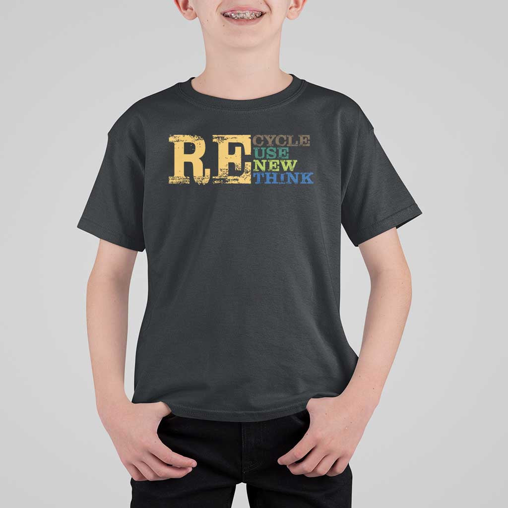 Retro Earth Day T Shirt For Kid Recycle Reuse Renew Rethink Protect Earth
