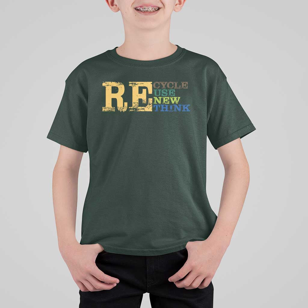 Retro Earth Day T Shirt For Kid Recycle Reuse Renew Rethink Protect Earth