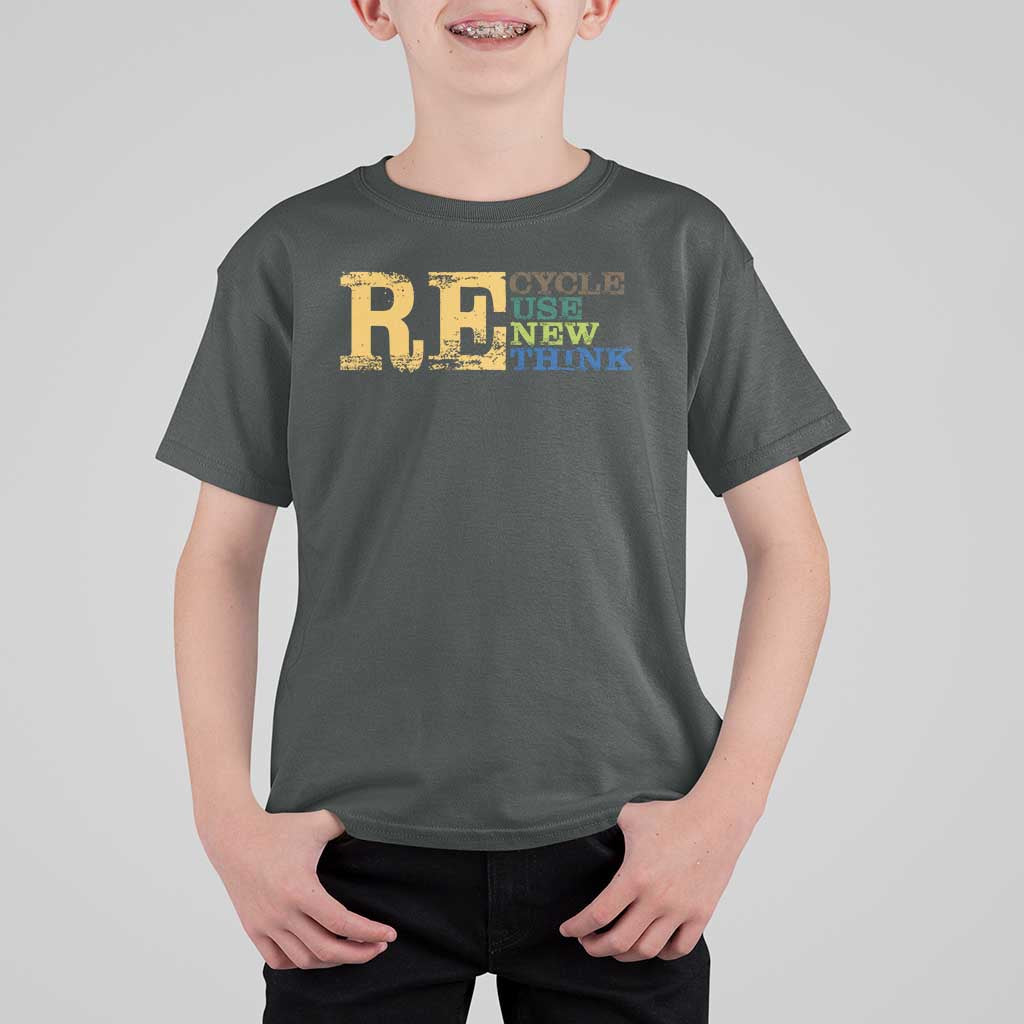 Retro Earth Day T Shirt For Kid Recycle Reuse Renew Rethink Protect Earth
