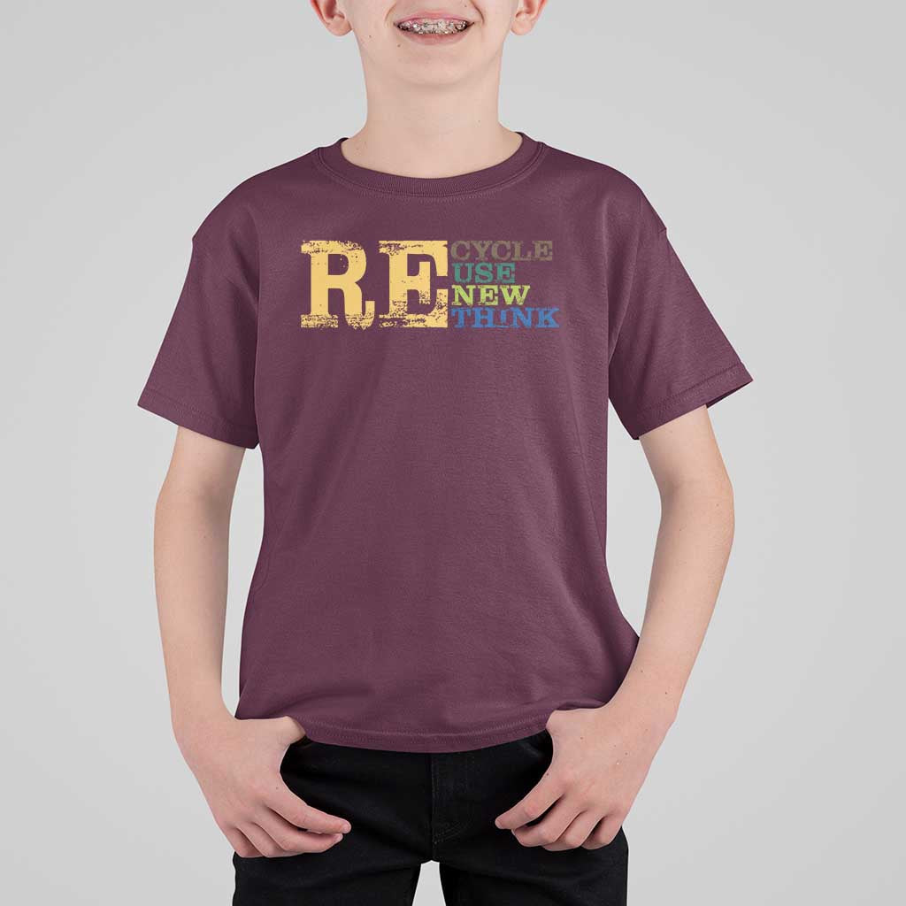 Retro Earth Day T Shirt For Kid Recycle Reuse Renew Rethink Protect Earth