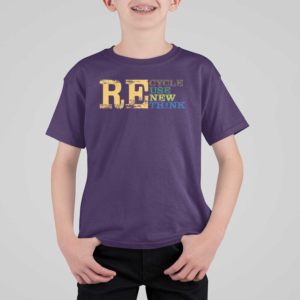 Retro Earth Day T Shirt For Kid Recycle Reuse Renew Rethink Protect Earth