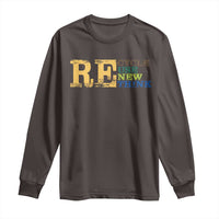 Retro Earth Day Long Sleeve Shirt Recycle Reuse Renew Rethink Protect Earth
