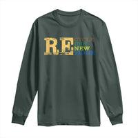 Retro Earth Day Long Sleeve Shirt Recycle Reuse Renew Rethink Protect Earth