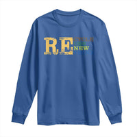 Retro Earth Day Long Sleeve Shirt Recycle Reuse Renew Rethink Protect Earth