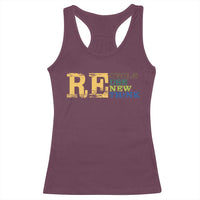 Retro Earth Day Racerback Tank Top Recycle Reuse Renew Rethink Protect Earth
