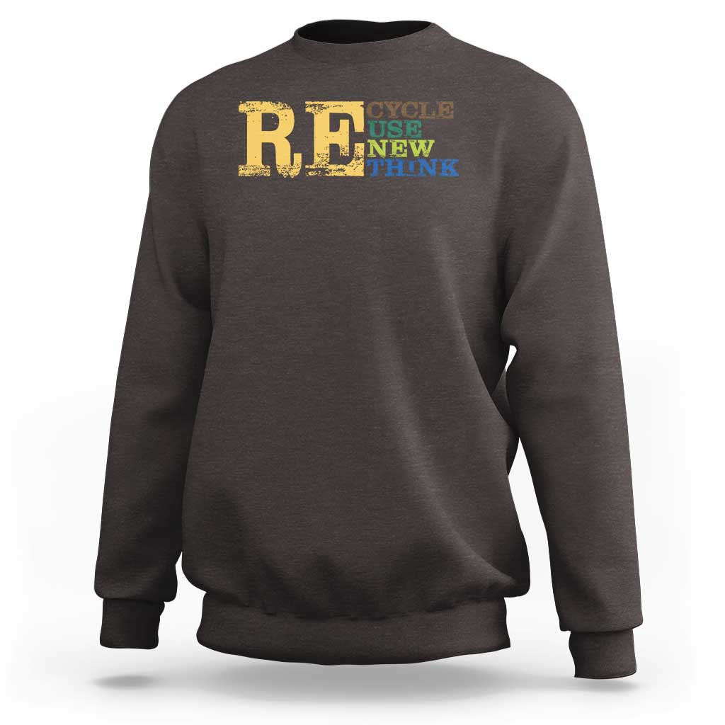 Retro Earth Day Sweatshirt Recycle Reuse Renew Rethink Protect Earth