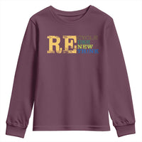 Retro Earth Day Youth Sweatshirt Recycle Reuse Renew Rethink Protect Earth