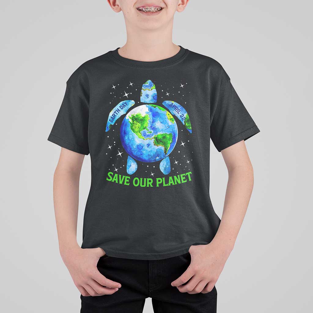 Earth Day 2025 T Shirt For Kid Save The Planet Sea Turtle Recycle Ocean Environment