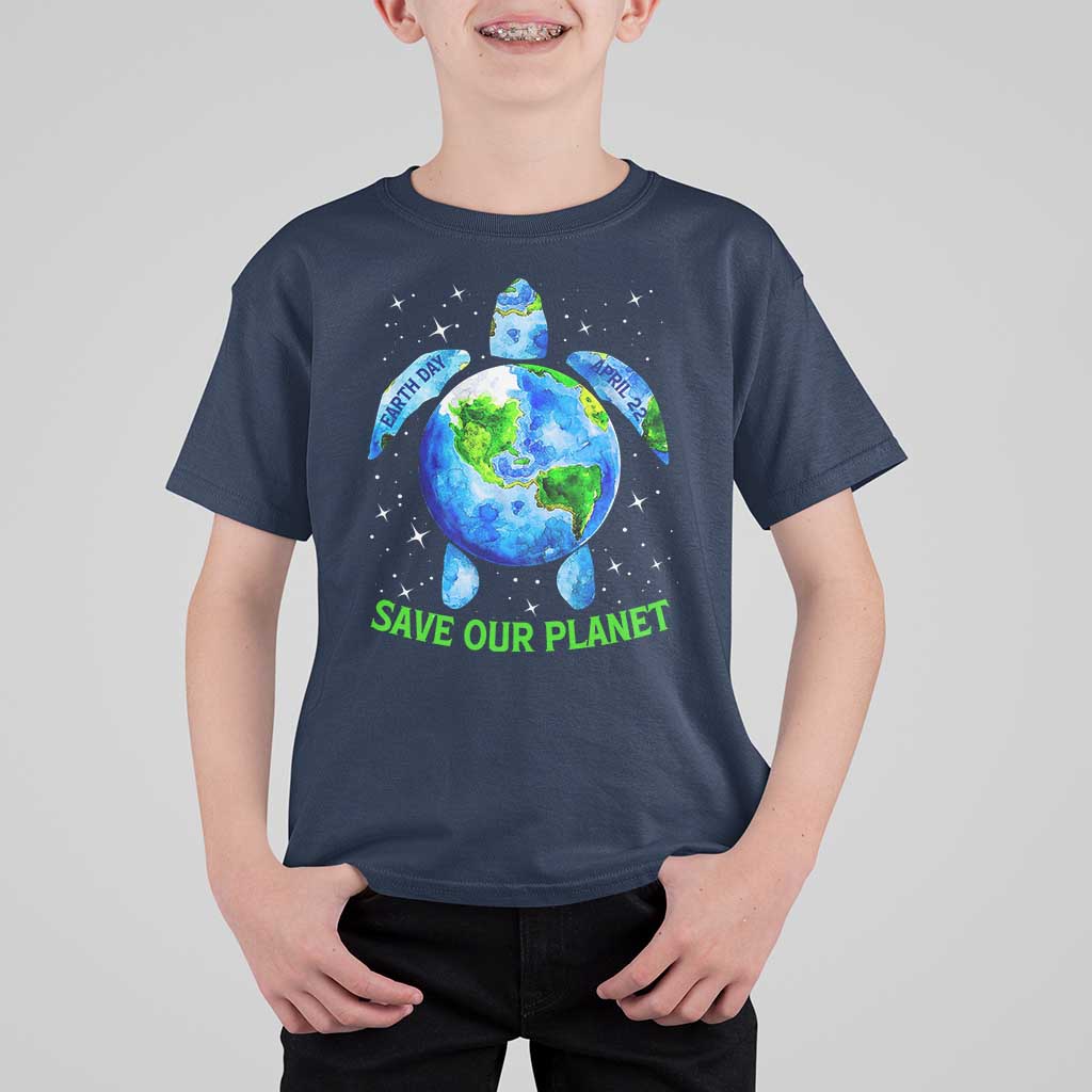 Earth Day 2025 T Shirt For Kid Save The Planet Sea Turtle Recycle Ocean Environment