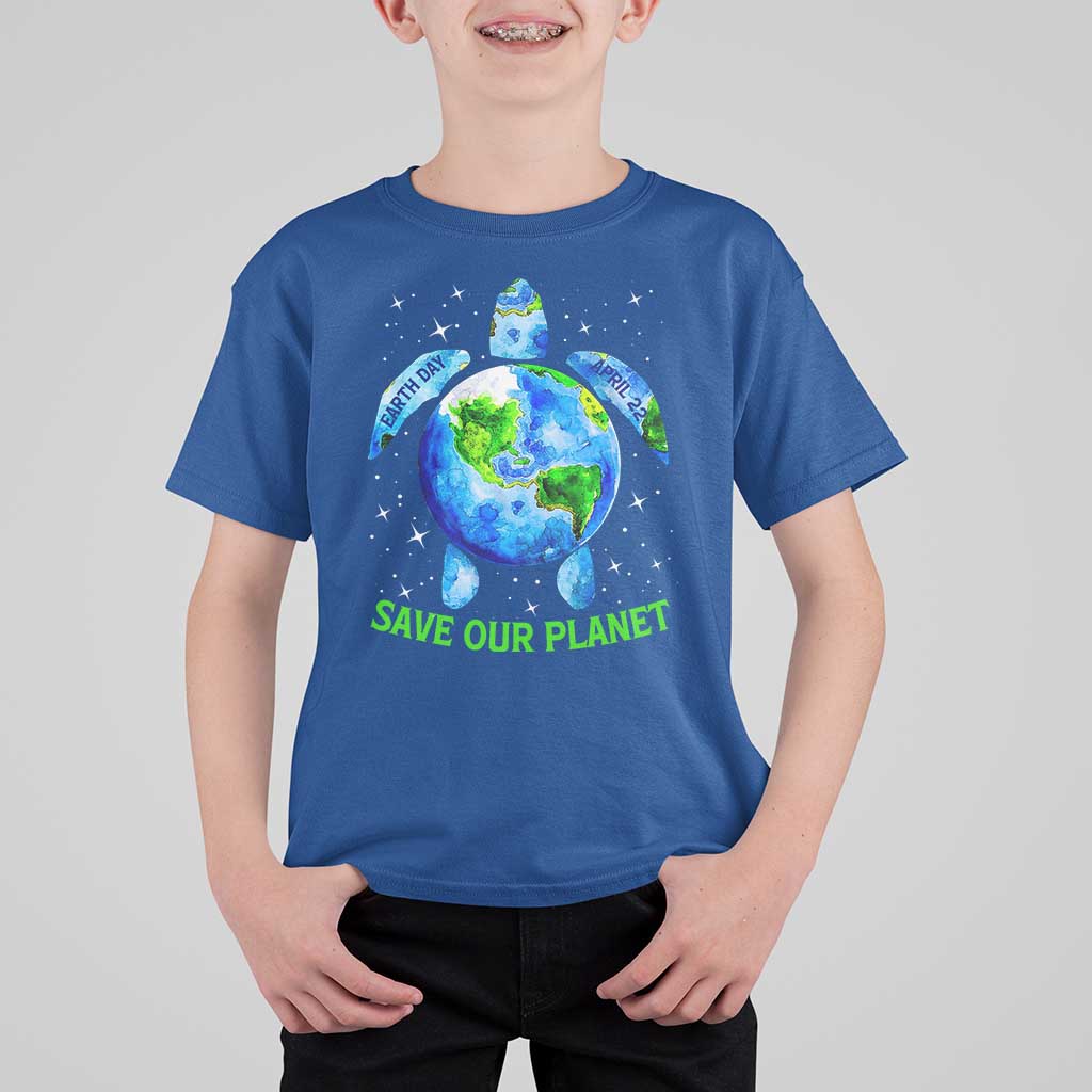 Earth Day 2025 T Shirt For Kid Save The Planet Sea Turtle Recycle Ocean Environment