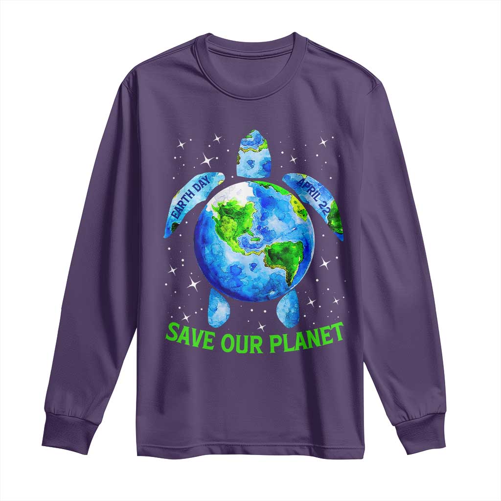 Earth Day 2025 Long Sleeve Shirt Save The Planet Sea Turtle Recycle Ocean Environment