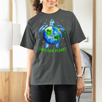Earth Day 2025 T Shirt For Women Save The Planet Sea Turtle Recycle Ocean Environment
