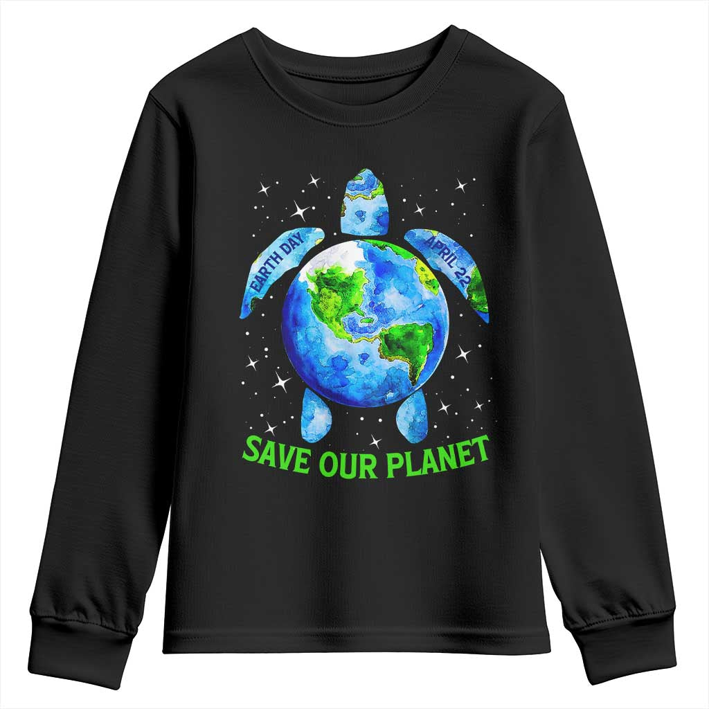 Earth Day 2025 Youth Sweatshirt Save The Planet Sea Turtle Recycle Ocean Environment