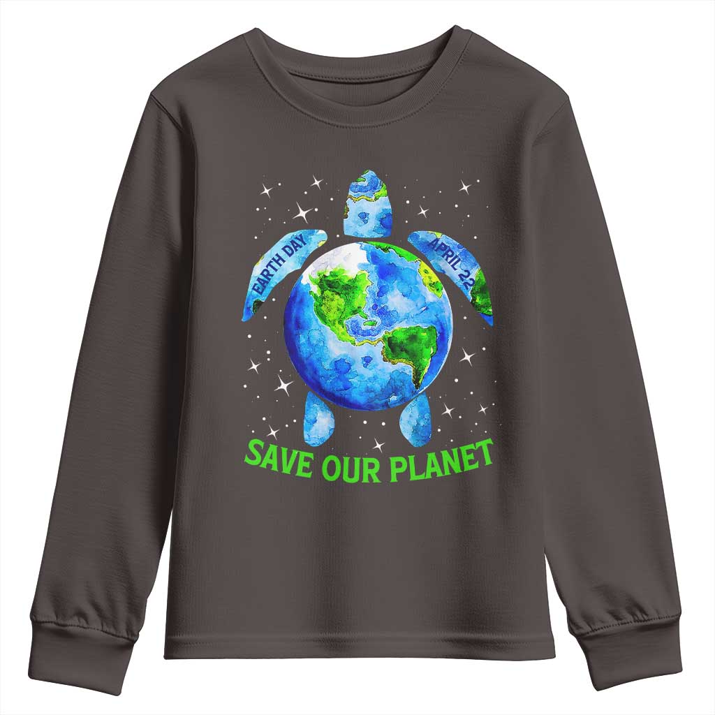 Earth Day 2025 Youth Sweatshirt Save The Planet Sea Turtle Recycle Ocean Environment