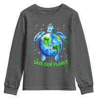 Earth Day 2025 Youth Sweatshirt Save The Planet Sea Turtle Recycle Ocean Environment