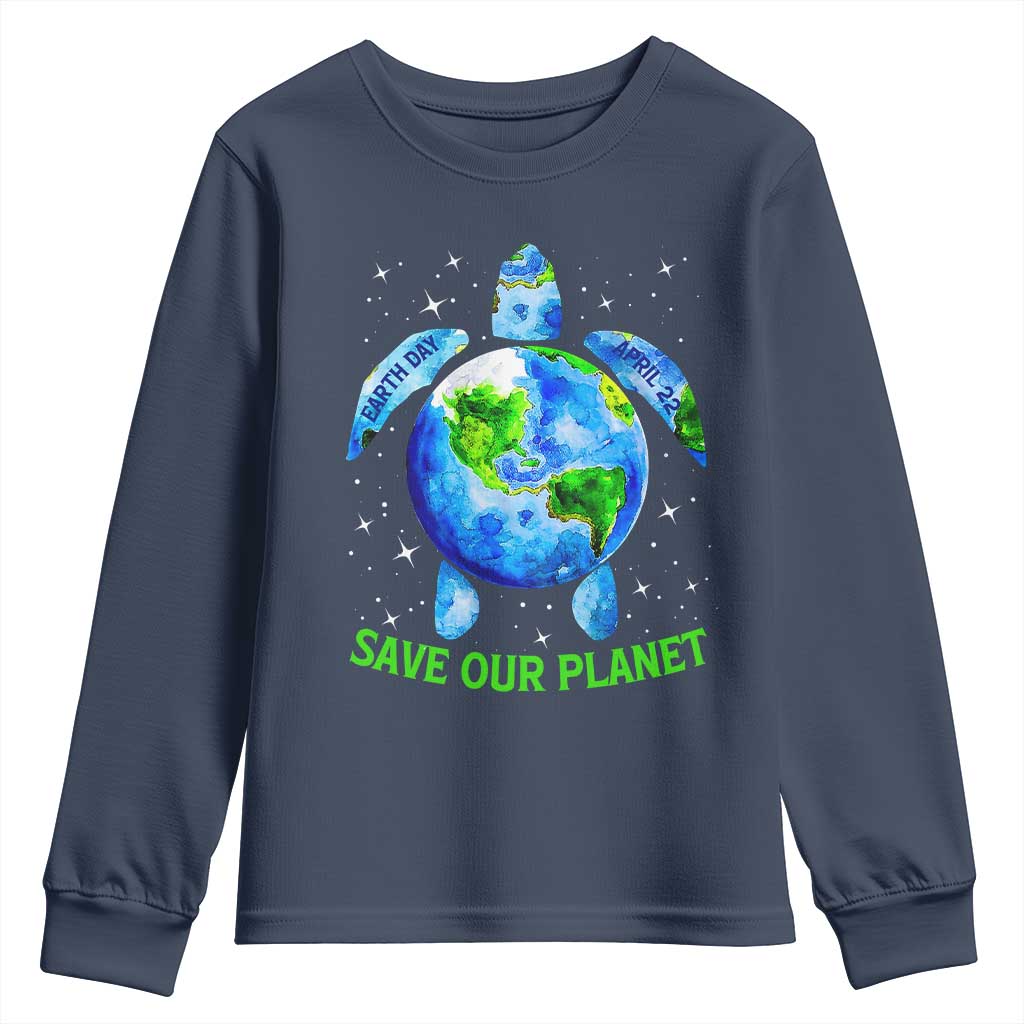 Earth Day 2025 Youth Sweatshirt Save The Planet Sea Turtle Recycle Ocean Environment