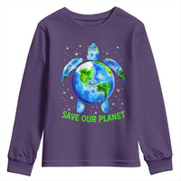 Earth Day 2025 Youth Sweatshirt Save The Planet Sea Turtle Recycle Ocean Environment