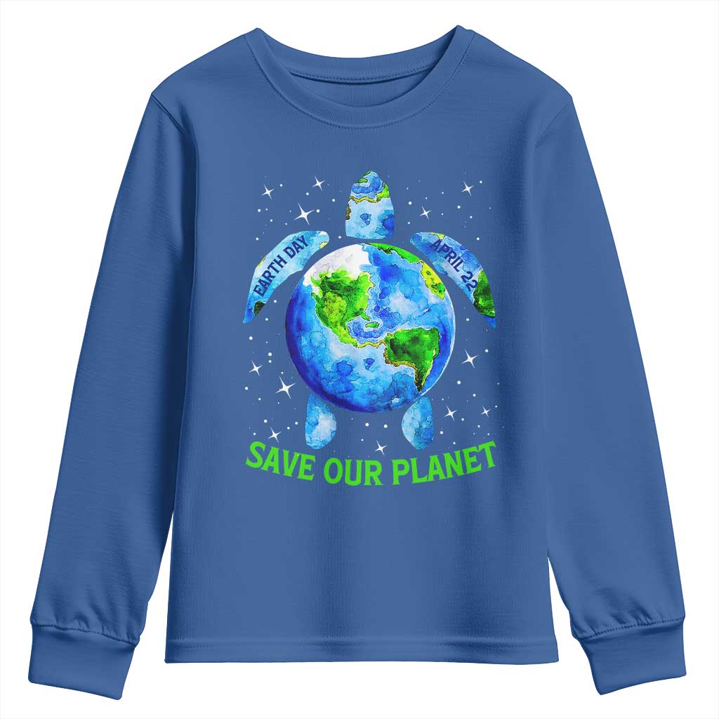 Earth Day 2025 Youth Sweatshirt Save The Planet Sea Turtle Recycle Ocean Environment