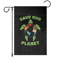 Retro Earth Day Garden Flag Save Our Planet Sea Turtle Recycle Ocean Environment