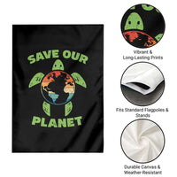 Retro Earth Day Garden Flag Save Our Planet Sea Turtle Recycle Ocean Environment