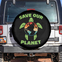 Retro Earth Day Spare Tire Cover Save Our Planet Sea Turtle Recycle Ocean Environment