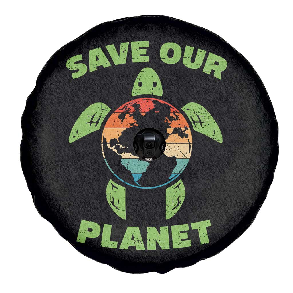 Retro Earth Day Spare Tire Cover Save Our Planet Sea Turtle Recycle Ocean Environment