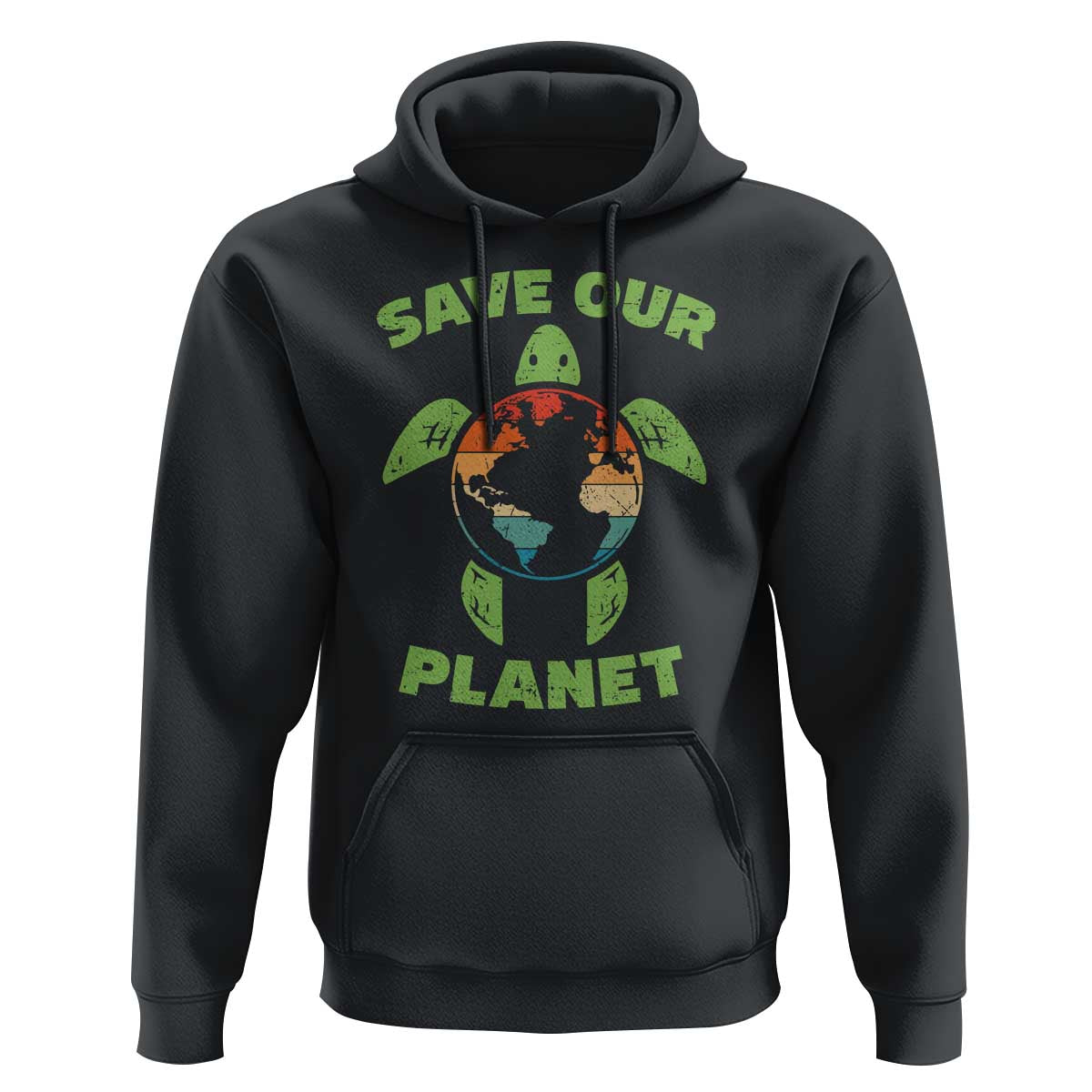 Retro Earth Day Hoodie Save Our Planet Sea Turtle Recycle Ocean Environment