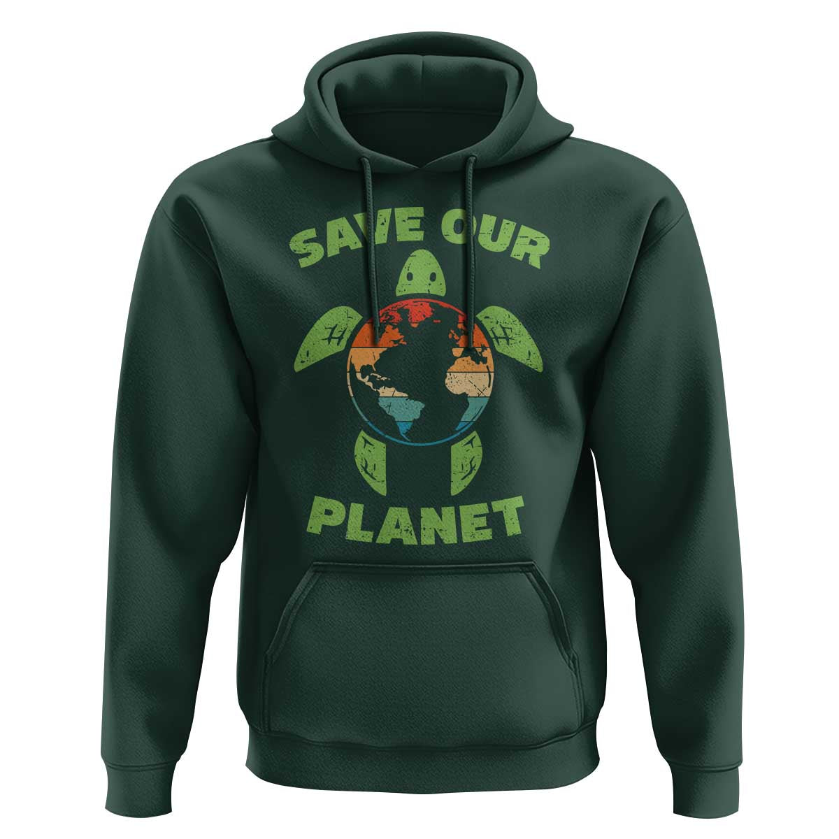 Retro Earth Day Hoodie Save Our Planet Sea Turtle Recycle Ocean Environment