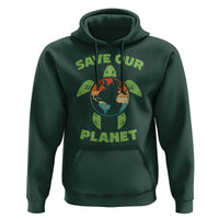 Retro Earth Day Hoodie Save Our Planet Sea Turtle Recycle Ocean Environment