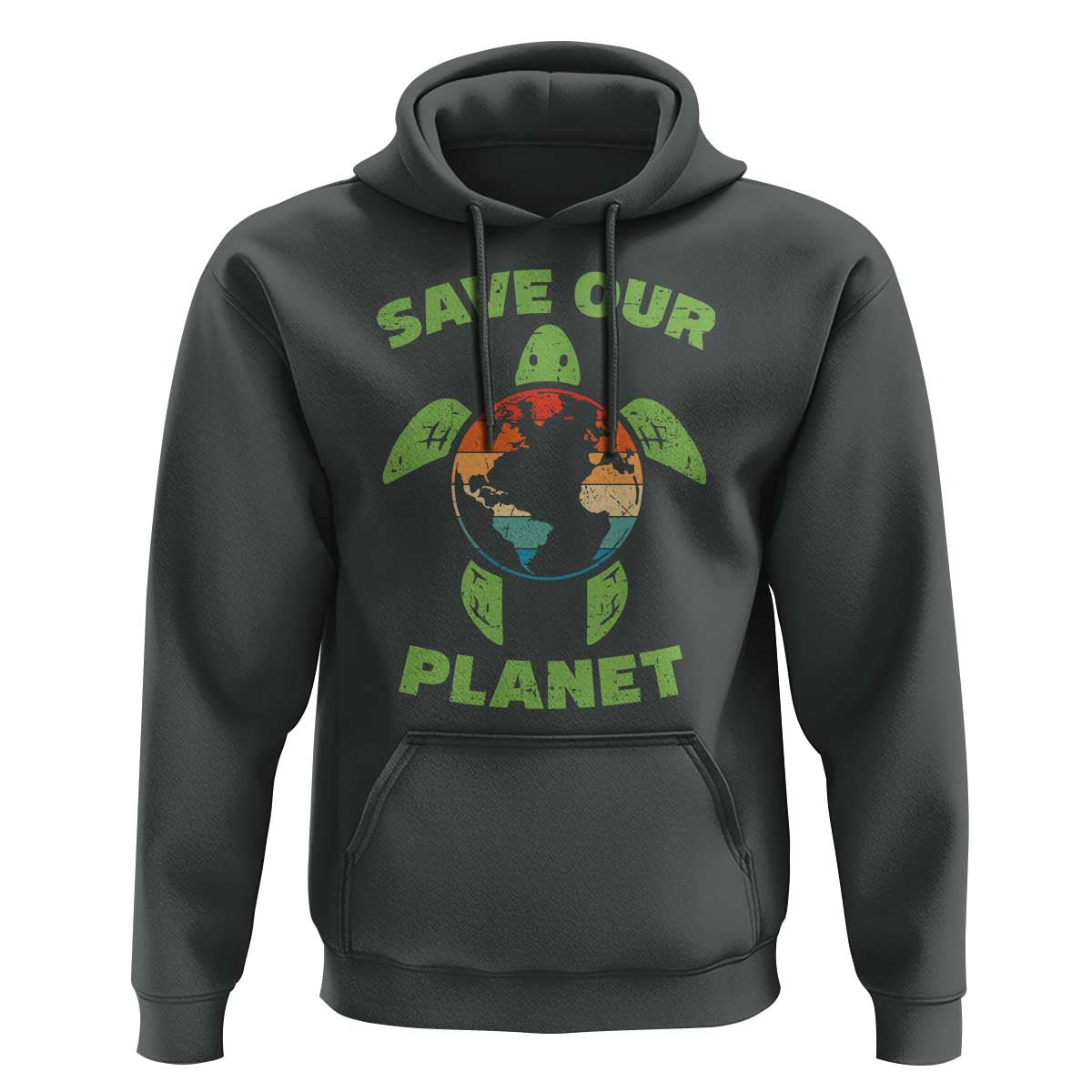 Retro Earth Day Hoodie Save Our Planet Sea Turtle Recycle Ocean Environment
