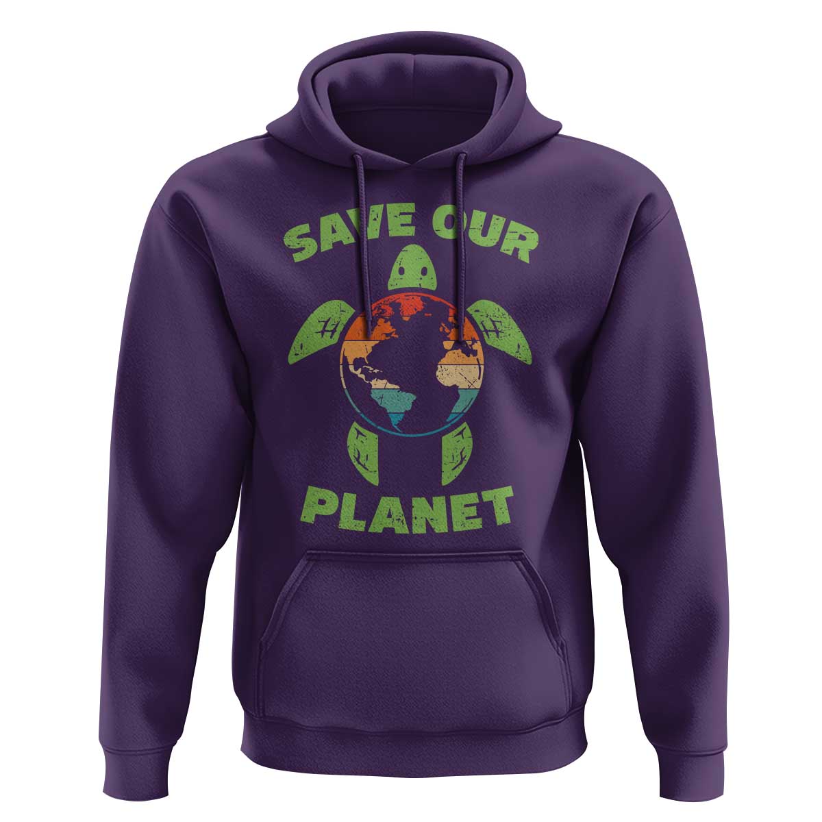 Retro Earth Day Hoodie Save Our Planet Sea Turtle Recycle Ocean Environment