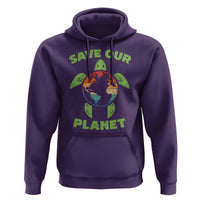 Retro Earth Day Hoodie Save Our Planet Sea Turtle Recycle Ocean Environment