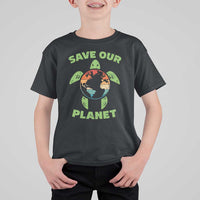 Retro Earth Day T Shirt For Kid Save Our Planet Sea Turtle Recycle Ocean Environment