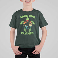 Retro Earth Day T Shirt For Kid Save Our Planet Sea Turtle Recycle Ocean Environment