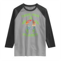 Retro Earth Day Raglan Shirt Save Our Planet Sea Turtle Recycle Ocean Environment