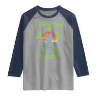 Retro Earth Day Raglan Shirt Save Our Planet Sea Turtle Recycle Ocean Environment